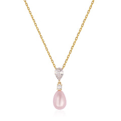 Pink Pearl Drop Necklace