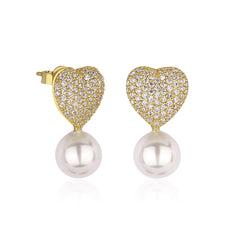 Pearl Drop Heart Earring
