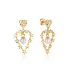 Pearl Drop Heart Earring
