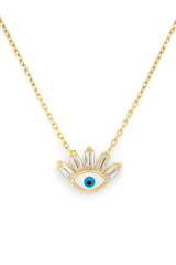 White and Blue Enamel Baguette Stone Minimal Necklace