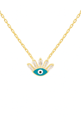 Blue and White Enamel Baguette Stone Minimal Necklace