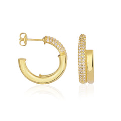 Two Row Design Stone Earring