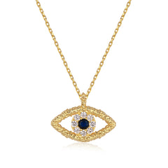Dark Blue Eye Design Eye Necklace