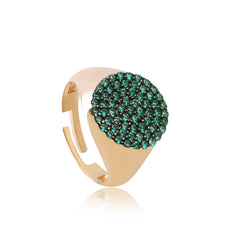 Green Stone Round Ring