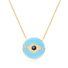 Blue Enamel Eye Necklace