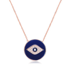 Dark Blue Enamel Eye Necklace