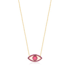 Pink Stone Eye Necklace