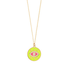 Yellow Enemal Eye Necklace