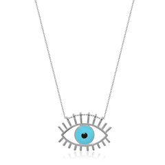 Blue Enamel Eye Necklace