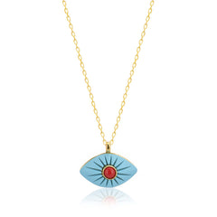 Turquoise Painted Eye Necklace