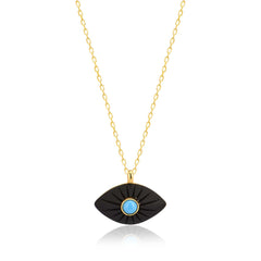 Black Painted Eye Necklace