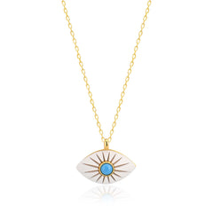 White Painted Eye Necklace