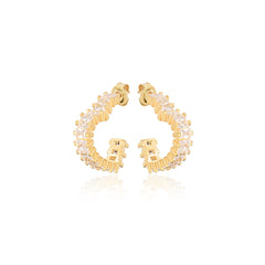 Baguette Stone Heart Earring