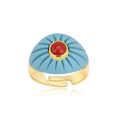 Turqouise Painted Eye Ring