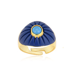Dark Blue Painted Eye Ring