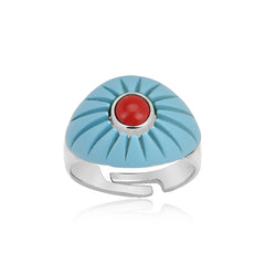 Turqouise Painted Eye Ring