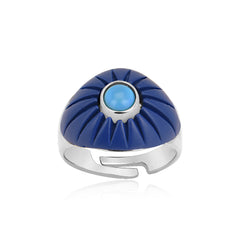 Dark Blue Painted Eye Ring