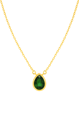 Minimal Green Stone Drop Necklace