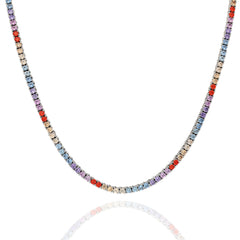 3mm Rainbow Tennis Necklace