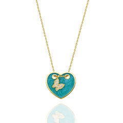 Turqouise Enamel Heart Necklace
