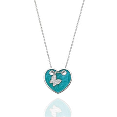 Turqouise Enamel Heart Necklace