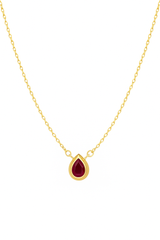 Minimal Red Stone Drop Necklace