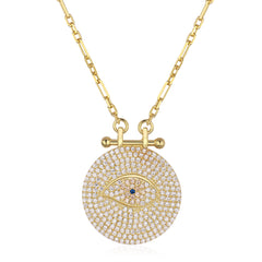 White Stone Design Eye Necklace