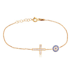 Cross with Evil Eye Bracelet