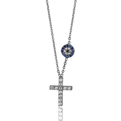 Cross With Evil Eye Necklace