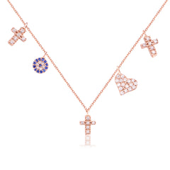 Cross Evil Eye Heart Necklace