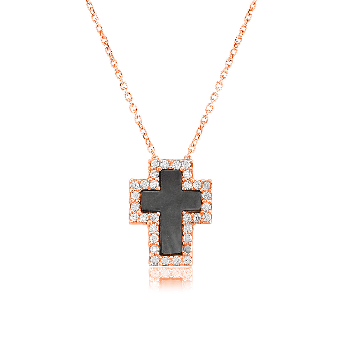 Black Opal Stone Cross Necklace