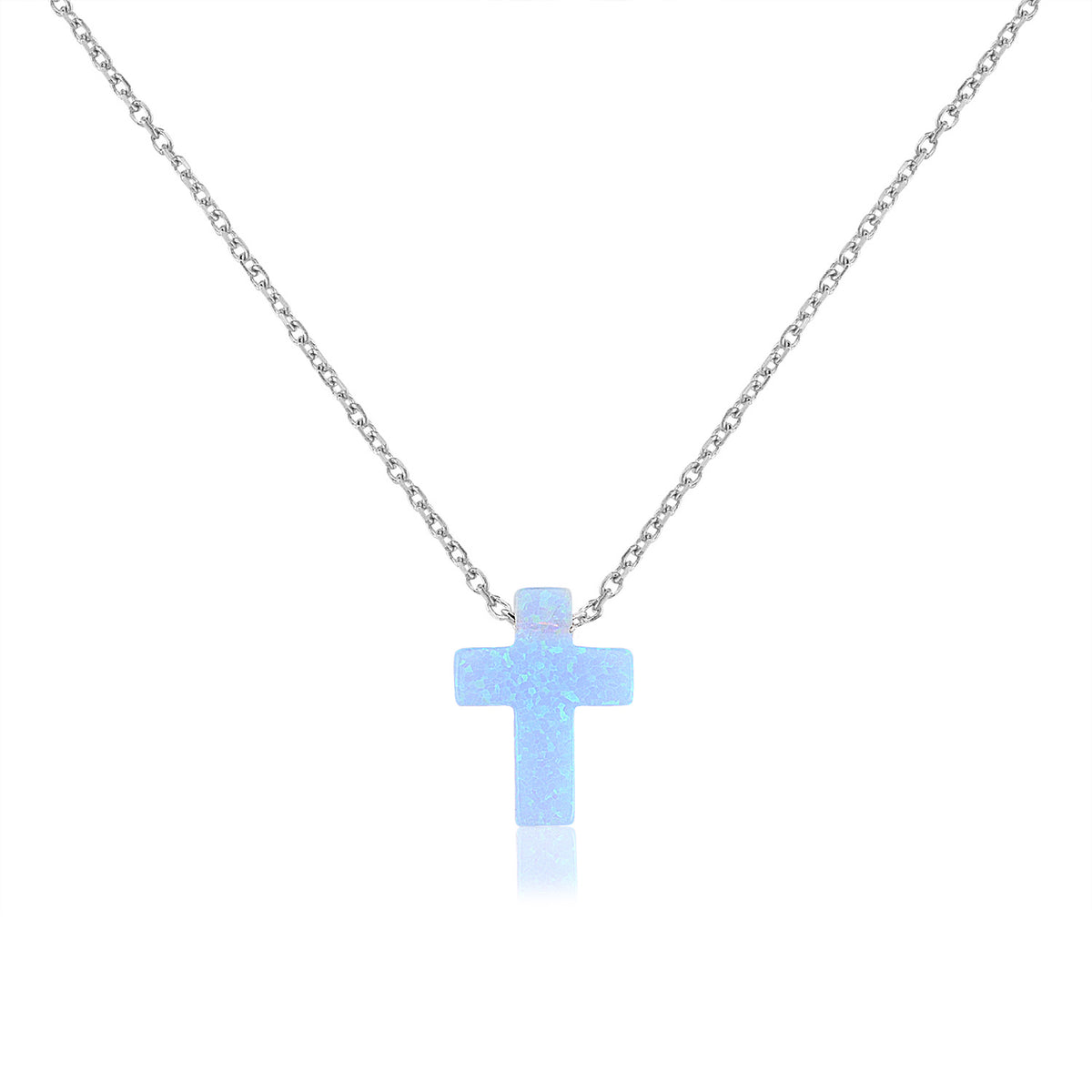 Blue Enamel Black Stone Cross Necklace