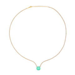 Round Paraiba Stone Tennis Necklace