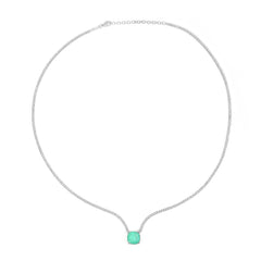 Round Paraiba Stone Tennis Necklace