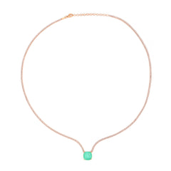 Round Paraiba Stone Tennis Necklace