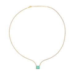 Square Paraiba Stone Tennis Necklace