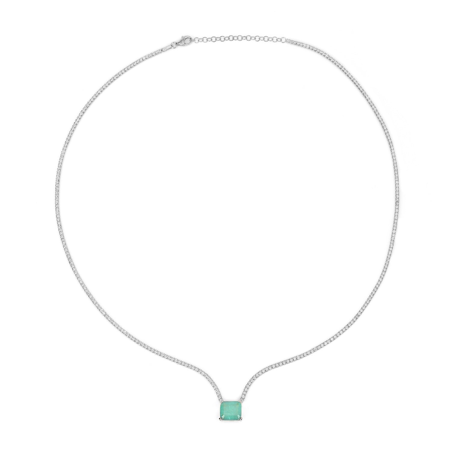 Square Paraiba Stone Tennis Necklace