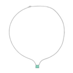 Square Paraiba Stone Tennis Necklace