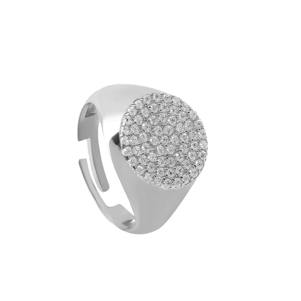 White Stone Round Ring