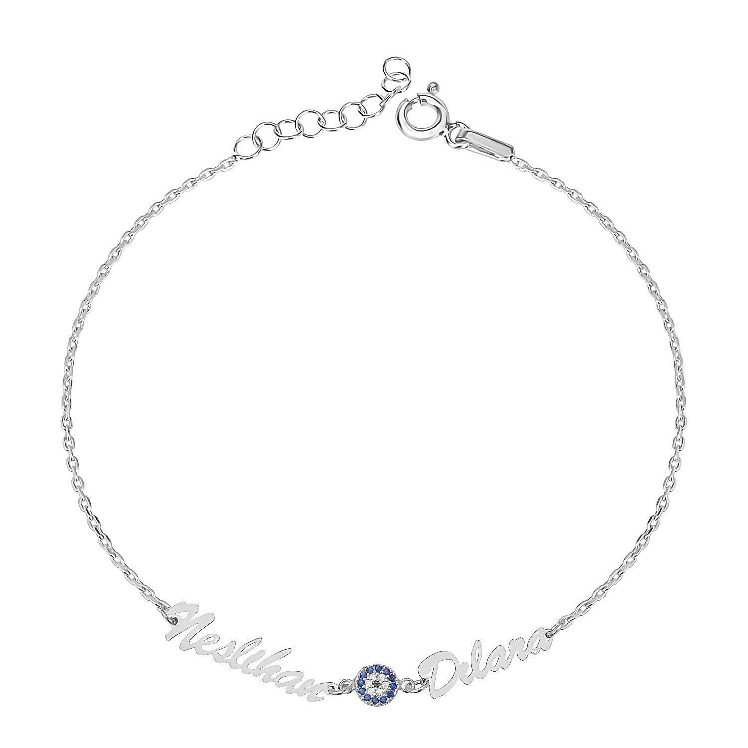 Evil Eye Double Named Bracelet - Glamie Jewelry