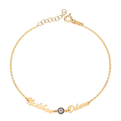 Evil Eye Double Named Bracelet - Glamie Jewelry