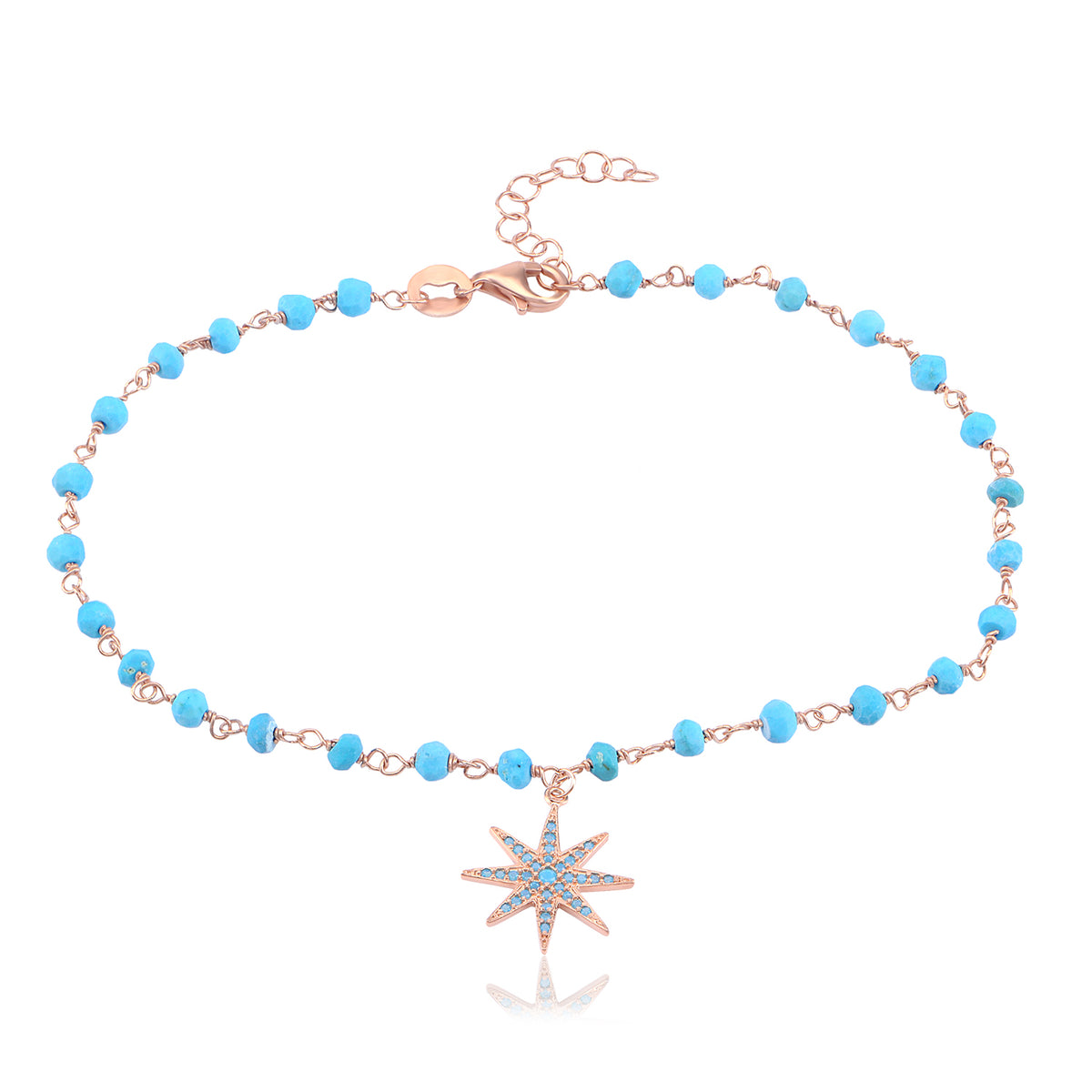 Turquoise Rosary Anklet - Glamie Jewelry