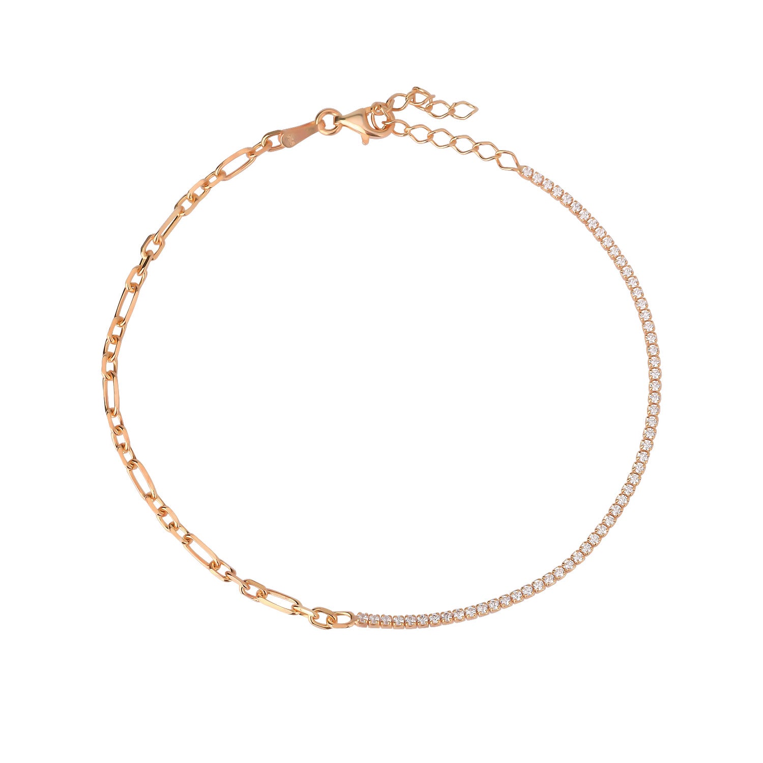 Half Tennis Half Chain Anklet - Glamie Jewelry