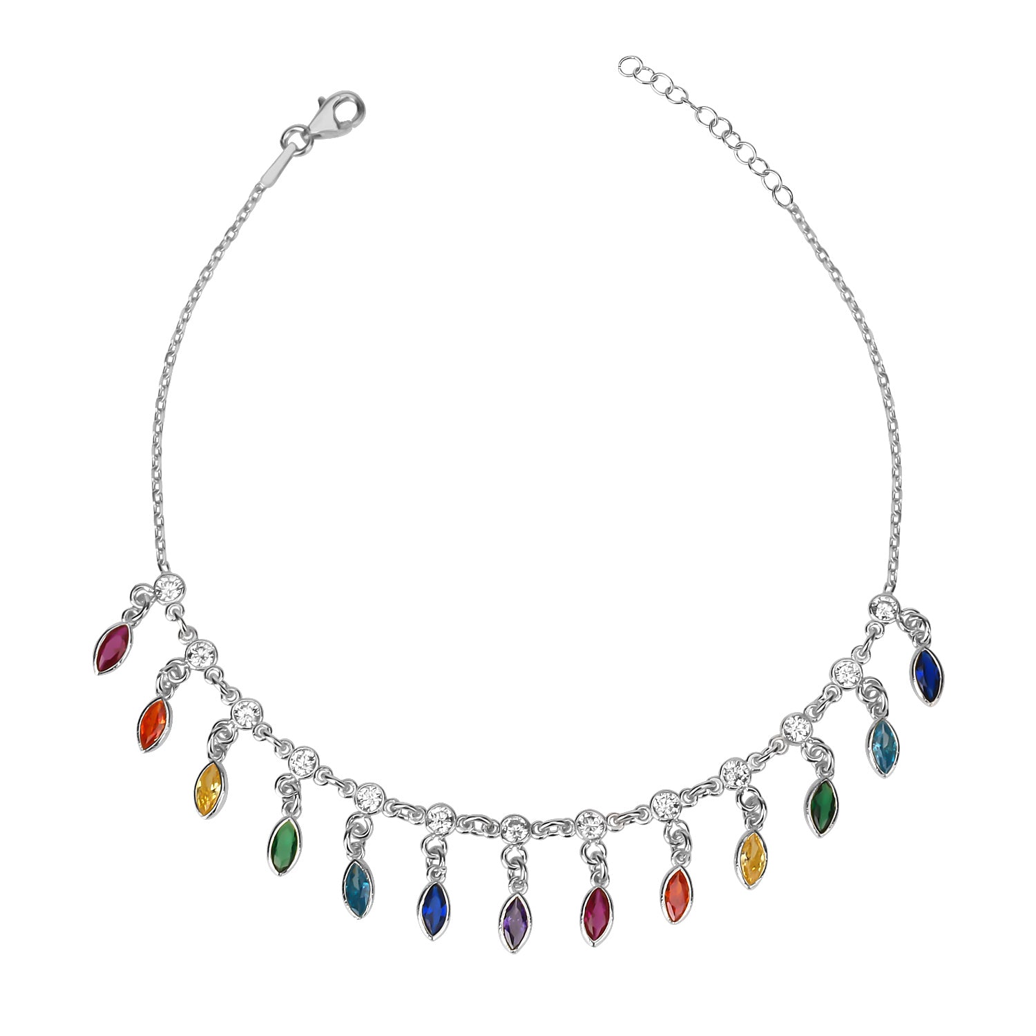 Rainbow Dangle Anklet - Glamie Jewelry