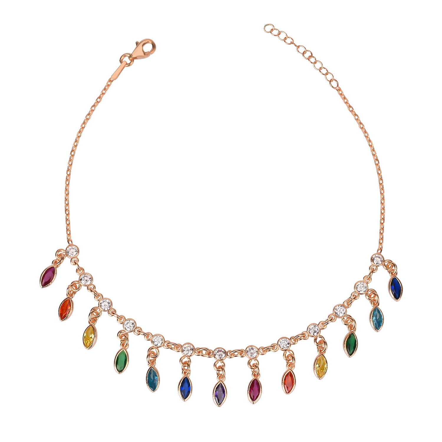 Rainbow Dangle Anklet - Glamie Jewelry