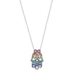 Colored Stone Fatma's Hand Necklace - Glamie Jewelry