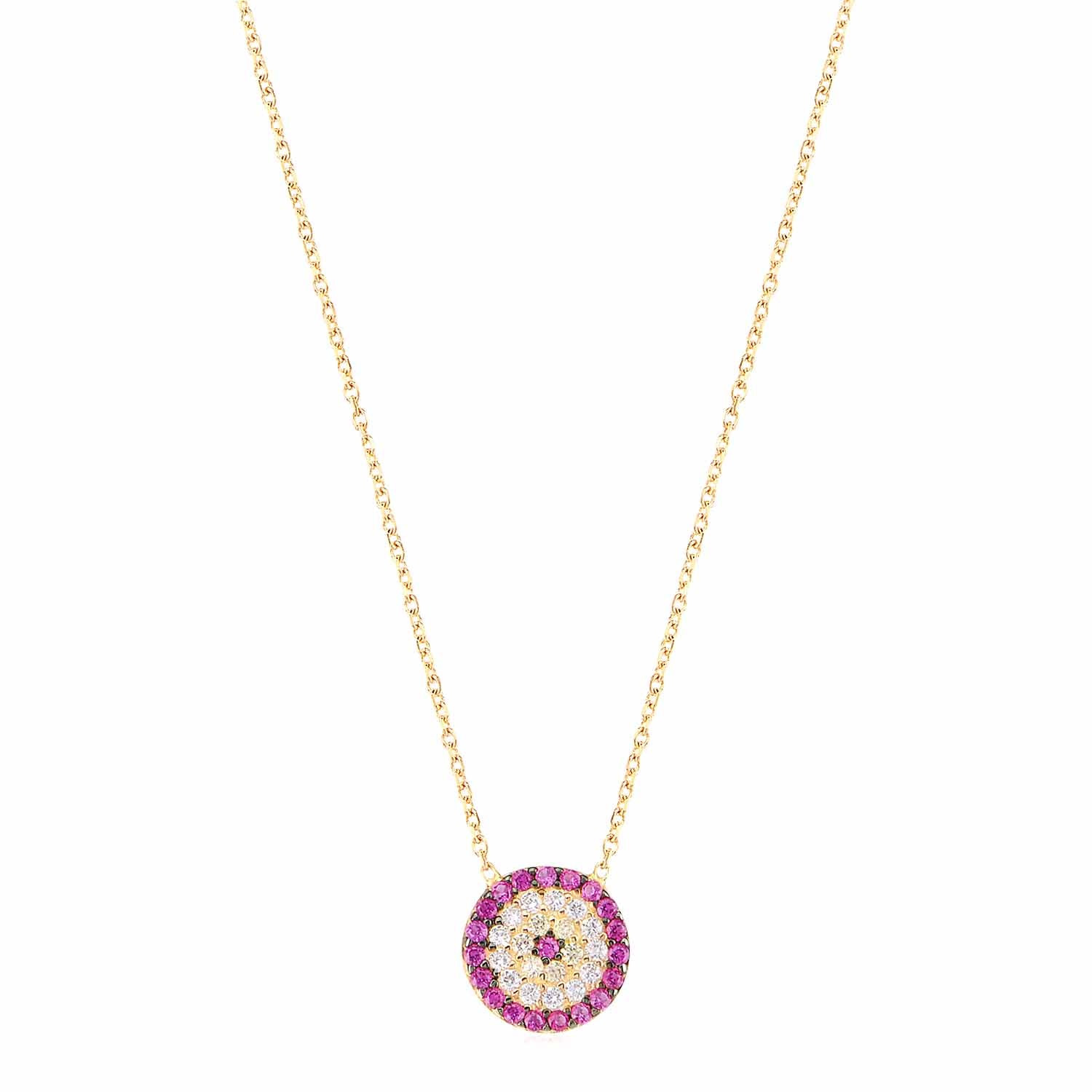 Pink Stone Evil Eye Necklace - Glamie Jewelry