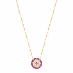 Pink Stone Evil Eye Necklace - Glamie Jewelry