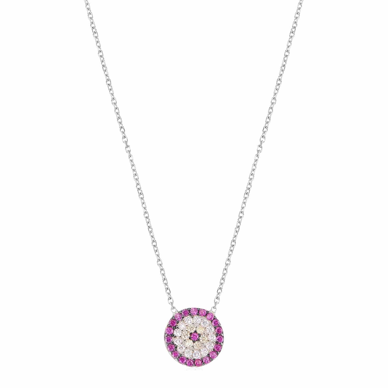 Pink Stone Evil Eye Necklace - Glamie Jewelry