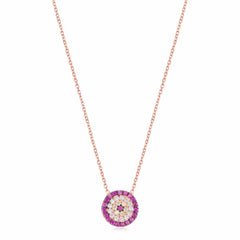 Pink Stone Evil Eye Necklace - Glamie Jewelry